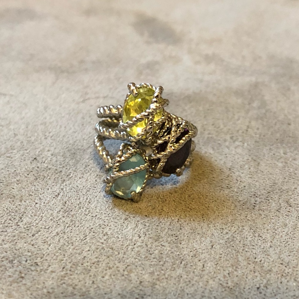 Multi colored stone statement ring